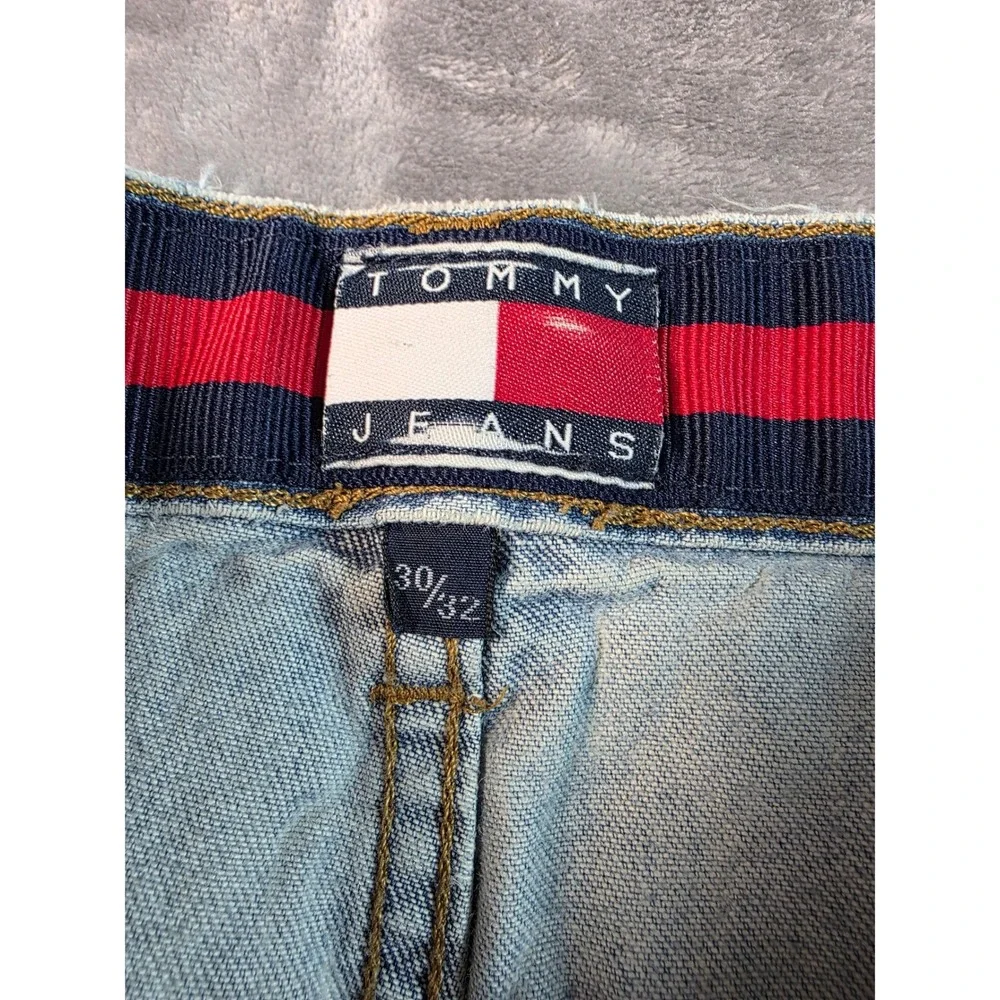 Vtg Y2K Tommy‎ Jeans Distressed Carpenter Denim  Mens 30x32 Light Wash